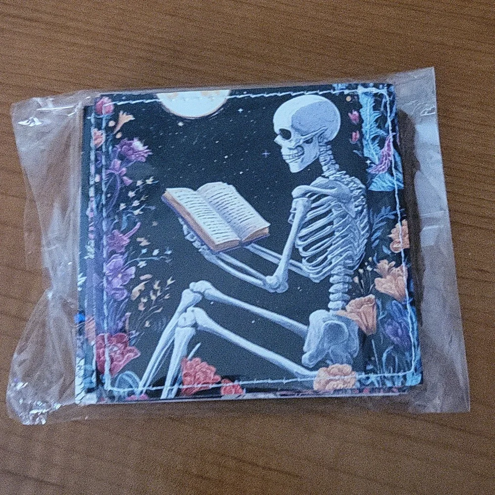 New Leather Floral Skeleton Book Mark Set Of 4 Gothic Reading Office
